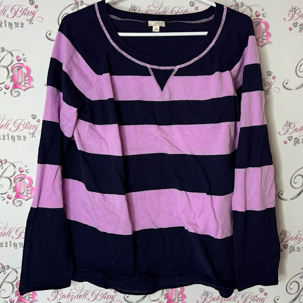 GAP sweater pull over long sleeve striped stripes Navy Blue Knit Sweater comfy